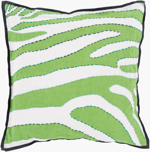 Surya Zebra Ld-039 18" X 18" Stylish Accent Pillow - Modern Linen Design For Chic Home Decor Revamp Green Linen Ld040-2222p