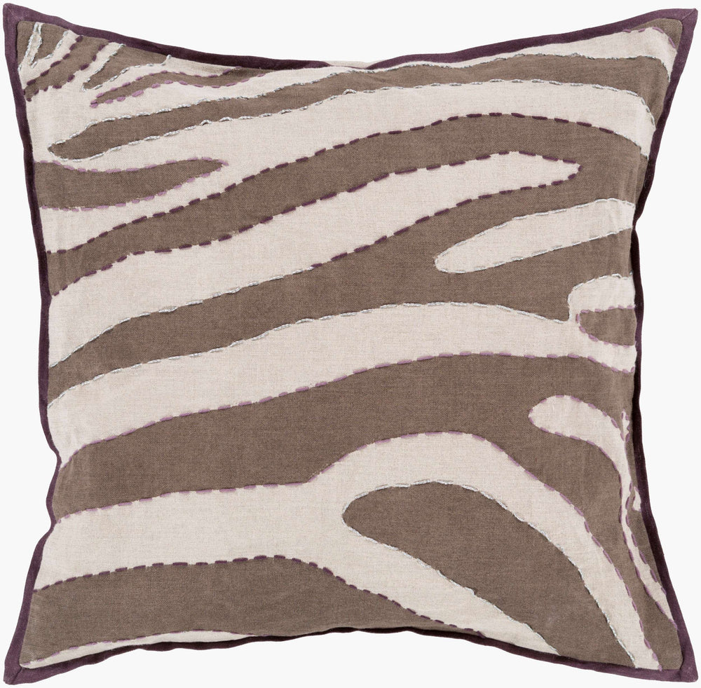 Surya Zebra Ld-039 18" X 18" Stylish Accent Pillow - Modern Linen Design For Chic Home Decor Revamp Dark Brown Linen Ld041-2020