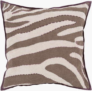 Surya Zebra Ld-039 18" X 18" Stylish Accent Pillow - Modern Linen Design For Chic Home Decor Revamp Dark Brown Linen Ld041-2020