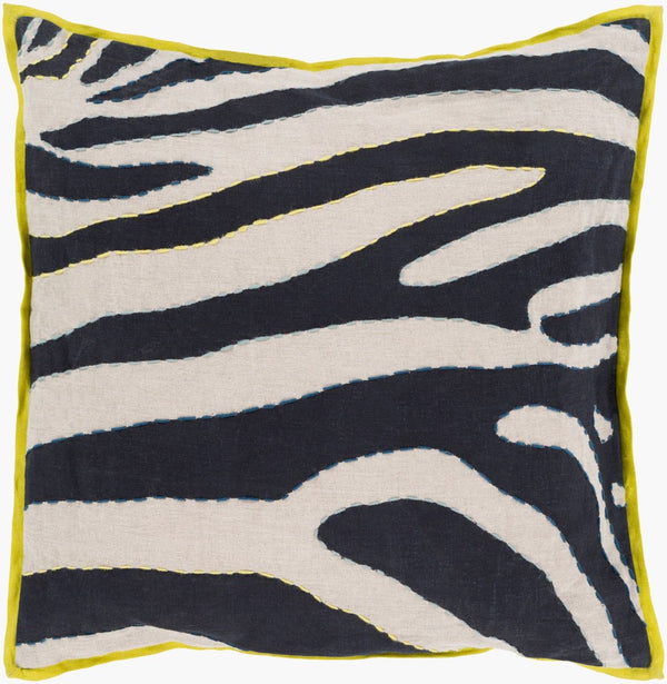 Surya Zebra Print Linen Accent Pillow Handcrafted Bold Animal Pattern for Modern Decor LD042-1818P