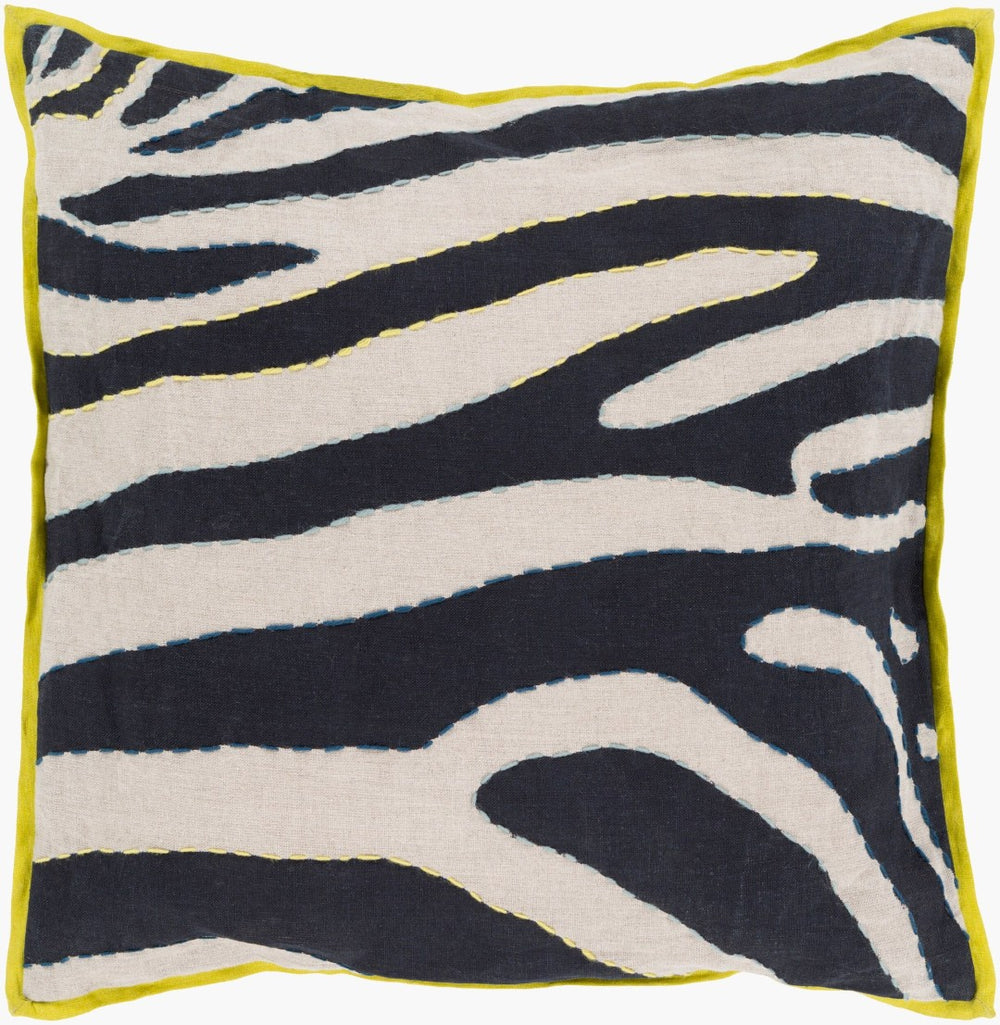 Surya Zebra Print Woven Linen Square Pillow Bohemian Graphic Pattern for Sofa or Bed LD042-2222D