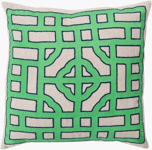 Surya Chinese Gate Accent Pillow - 18"L X 18"W Linen Decor With Traditional Design For Comfort & Style Navy Linen Ld045-2020