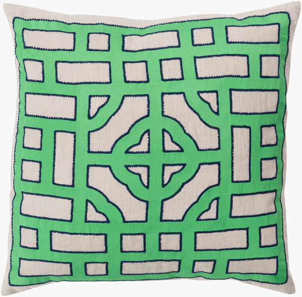 Surya Chinese Gate Accent Pillow - 18"L X 18"W Linen Decor With Traditional Design For Comfort & Style Navy Linen Ld045-2020