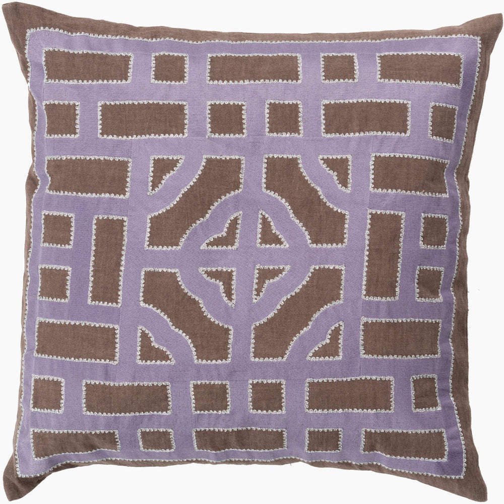 Surya Chinese Gate Accent Pillow - 18"L X 18"W Linen Decor With Traditional Design For Comfort & Style Mauve Linen Ld048-2020d
