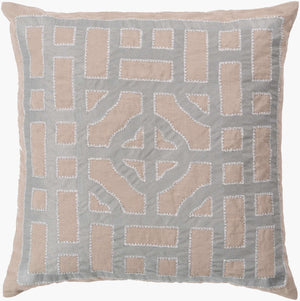 Surya Chinese Gate Accent Pillow - 18"L X 18"W Linen Decor With Traditional Design For Comfort & Style Light Brown Linen Ld050-1818d