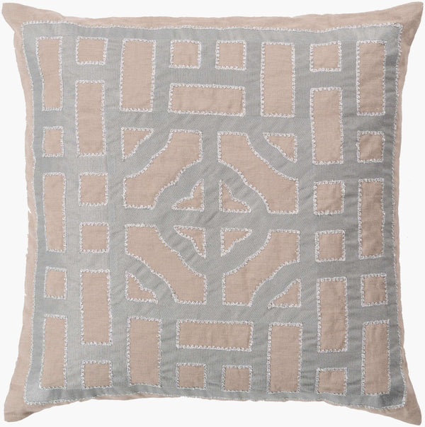 Surya Chinese Gate Accent Pillow - 18"L X 18"W Linen Decor With Traditional Design For Comfort & Style Light Brown Linen Ld050-1818d