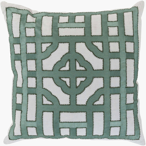 Surya Chinese Gate Accent Pillow - 18"L X 18"W Linen Decor With Traditional Design For Comfort & Style Light Sage Linen Ld052-1818p