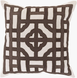 Surya Chinese Gate Accent Pillow - 18"L X 18"W Linen Decor With Traditional Design For Comfort & Style Dark Brown Linen Ld053-1818