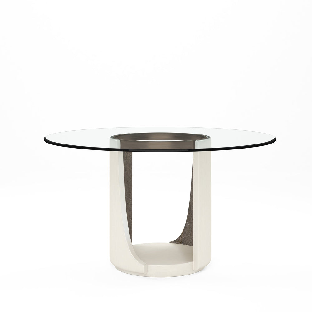 A.R.T. Furniture Blanc Dining Table - Contemporary Elegance In Alabaster & Burnished Bronze, Seats 10, Extends 73" To 101" White Parawood Solids,Resin,Metal,Glass 289225-1040