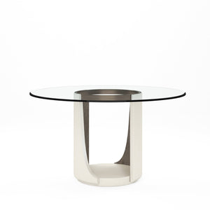 A.R.T. Furniture Blanc Dining Table - Contemporary Elegance In Alabaster & Burnished Bronze, Seats 10, Extends 73" To 101" White Parawood Solids,Resin,Metal,Glass 289225-1040