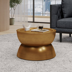 English Elm Christopher Knight Home® - METAL Hourglass Coffee Table with Brushed Antique Brown Finish, Hammered Iron Texture, Durable Edge Trim Gold 72227.00GLDBRSANT