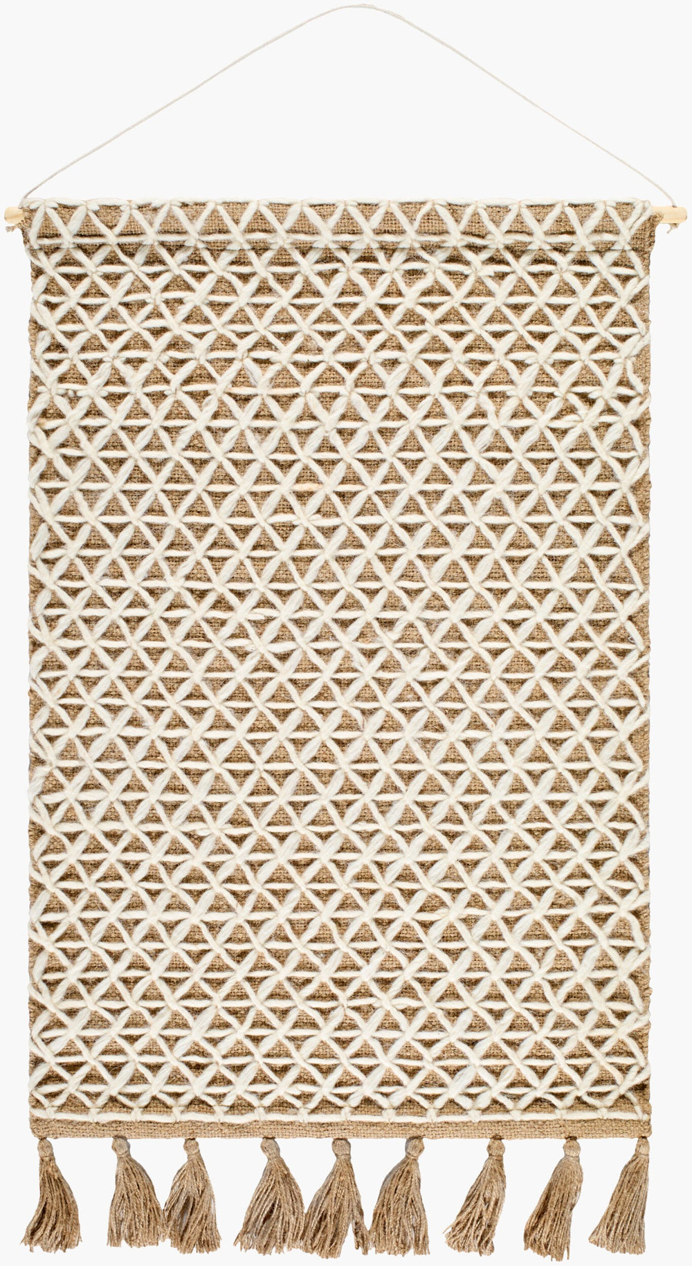 Surya Leeds Bohemian Wall Hanging Decor - 41"H Jute & Wool Art For A Stunning Focal Point In Any Room 'Beige Jute,Wool,Wood Ldd001-362416