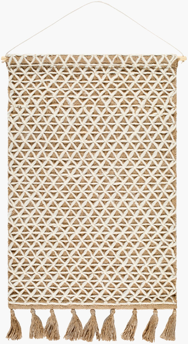 Surya Leeds Bohemian Wall Hanging Decor - 41"H Jute & Wool Art For A Stunning Focal Point In Any Room 'Beige Jute,Wool,Wood Ldd001-362416
