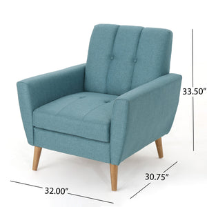 English Elm Christopher Knight Home® - Mid Mid Century Fabric Club Chair with Channel Stitching, Tufted Cushion, Plush Polyester Comfort Blue 33 L x 29.75 W x 18 H 62223.00BLU
