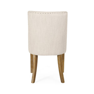 English Elm Fabric Dining Chairs with Nailhead Trim Plush Seat Rubberwood Legs Set of 2 72610.00