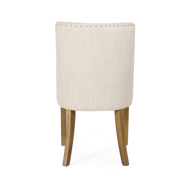 English Elm Fabric Dining Chairs with Nailhead Trim Plush Seat Rubberwood Legs Set of 2 72610.00