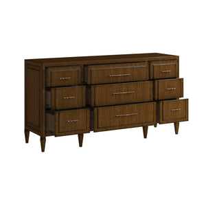 A.R.T. Furniture Eave 9 Drawer Dresser - Elegant Break Front Design In Quartered Walnut With Gold Faux Bamboo Hardware Brown Material(S), Poplar And Parawood Solids,Walnut Veneer 336131-1860