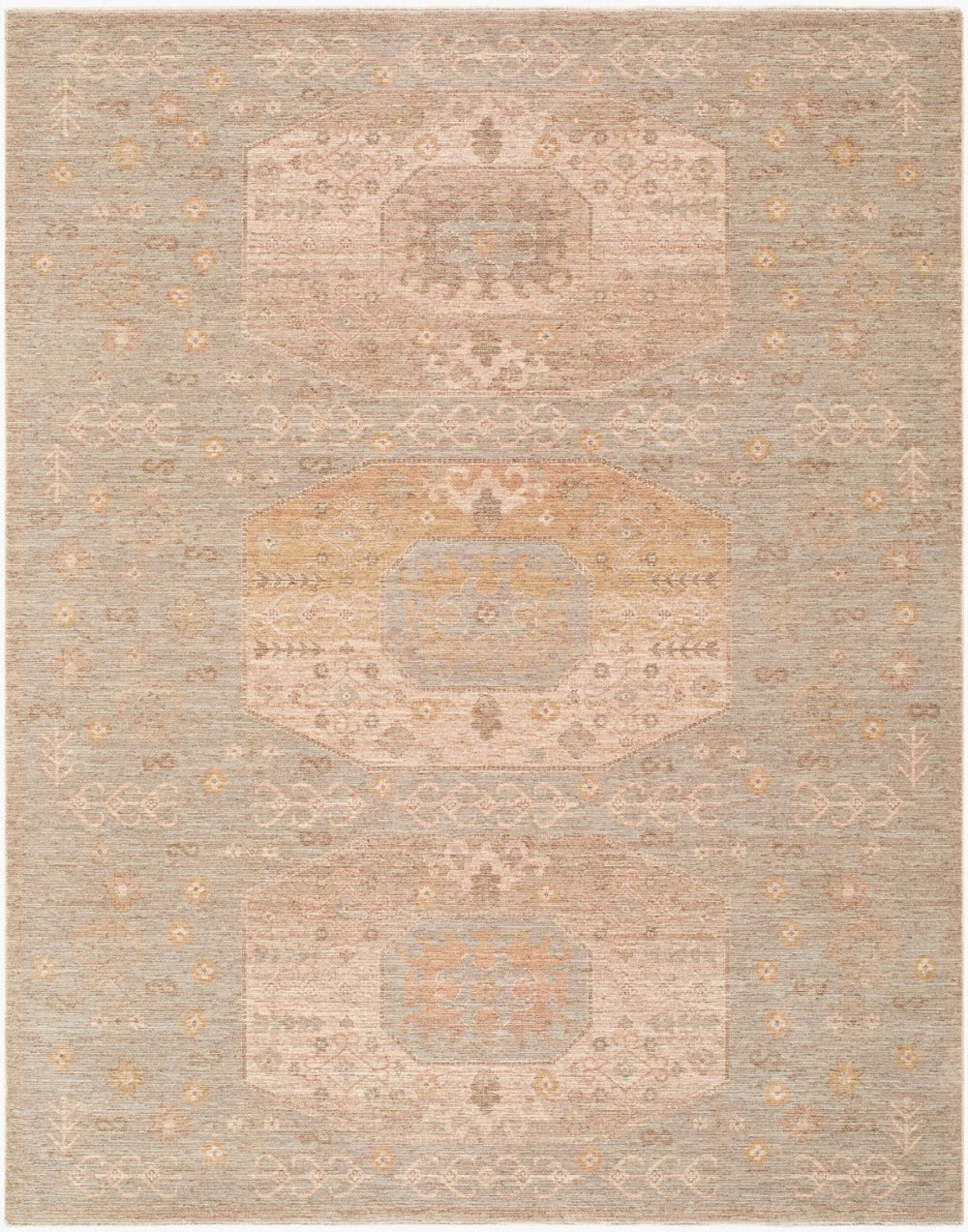 Livabliss Ladik Traditional Medallion Runner Rug Polyester Fringe Border Hallway Entryway Accent Pale Blue, Medi 2'7" x 7'3" LDK2303-2773