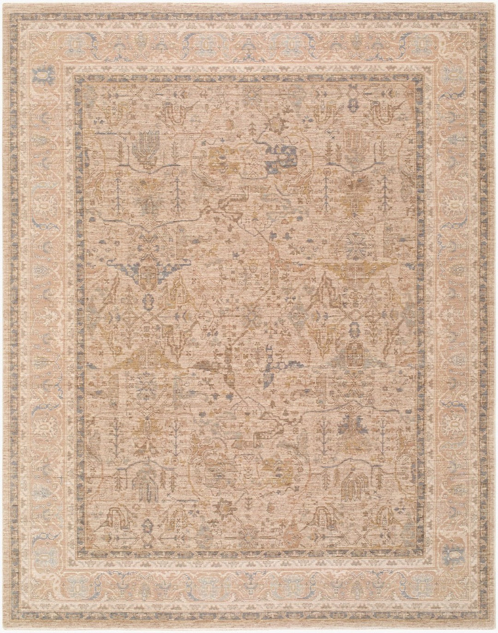 Livabliss Ladik Traditional Medallion Runner Rug Polyester Woven Fringe Hallway Entryway Medium Gray, Iv 7'10" x 10' LDK2304-71010