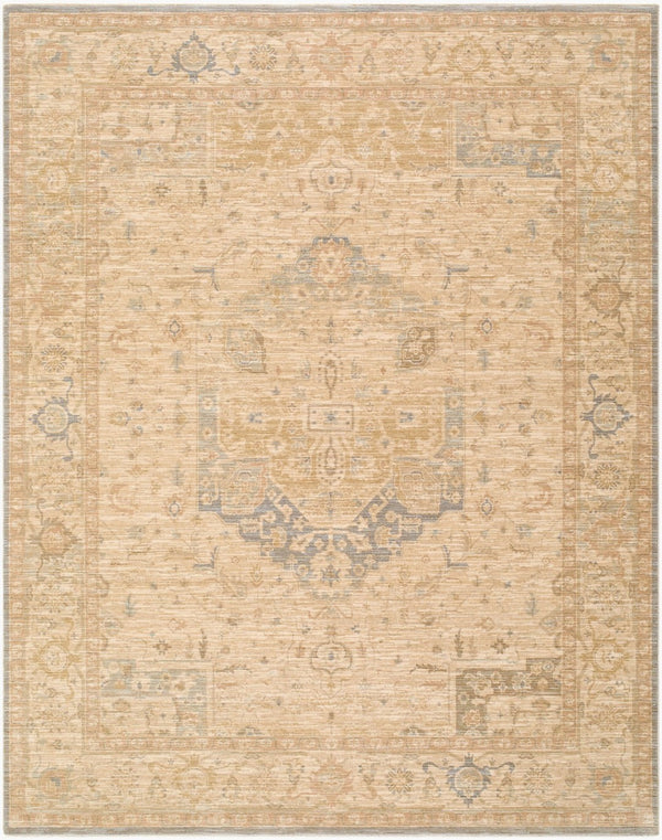 Livabliss Ladik Traditional Turkish Runner Rug Polyester Pile with Fringe for Hallway or Entryway Denim, Medium G 9'10" x 13'3" LDK2309-910133