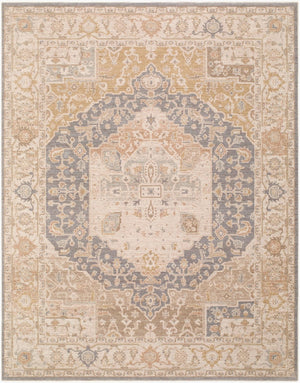 Livabliss Ladik Traditional Turkish Runner Rug Polyester Pile Fringe Border Hallway Accent Denim, Medium G 5'3" x 7' LDK2310-537