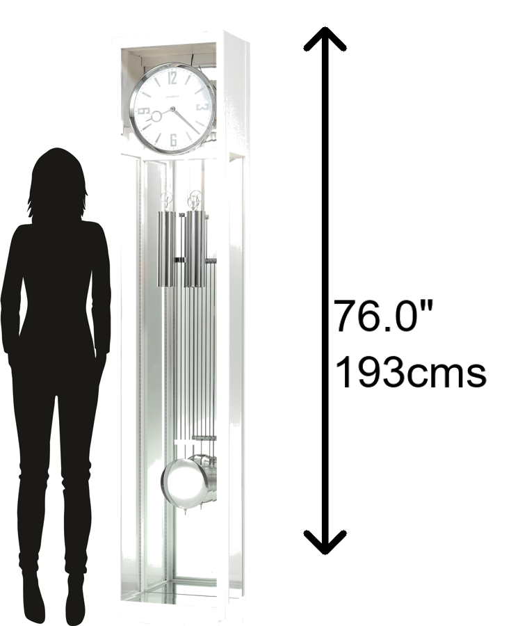 Hekman Furniture 611259 Premium Whitelock Grandfather Clock With Modern Design, Chrome Details & Quartz Movement Gloss White Whitelock Grandfather Clock 611259
