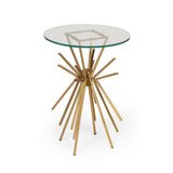 Christopher Knight Home® - Noble House - Helios Modern Glam Handcrafted Sunburst Accent Table with Tempered Glass Top, Gold