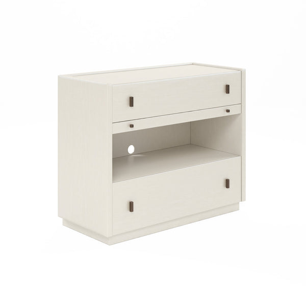 A.R.T. Furniture Blanc Contemporary Bachelor’S Chest With Alabaster Finish, Cedar-lined Drawers & Pull-out Tray White Parawood Solids,Maple Veneers,Metal 289158-1017