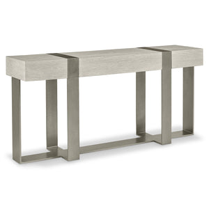 Bernhardt Bernhardt Tempo Console Table In Wire-Brushed Oak With Sandblasted Satin Nickel Bands, 68"W Slim Profile 346916