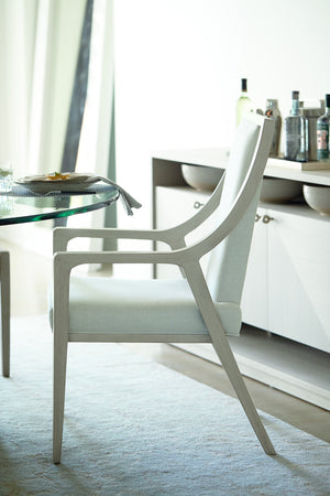 Bernhardt Bernhardt Axiom Curved Arm Chair Replaced: Linear Gray Frame, Muted Upholstery, Tailored Stitching Elegance 381566