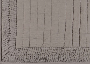 Surya Lindon 108"W X 92"L Quilt - Rustic Charm For Cozy Spaces, Durable Cotton & Linen, Envy Your Guests! Light Gray Cotton,Linen,Cotton,Linen,Cotton Ldn6002-t