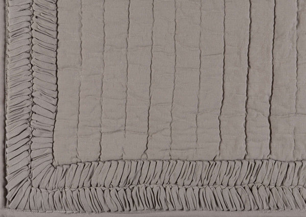 Surya Lindon 108"W X 92"L Quilt - Rustic Charm For Cozy Spaces, Durable Cotton & Linen, Envy Your Guests! Light Gray Cotton,Linen,Cotton,Linen,Cotton Ldn6002-t