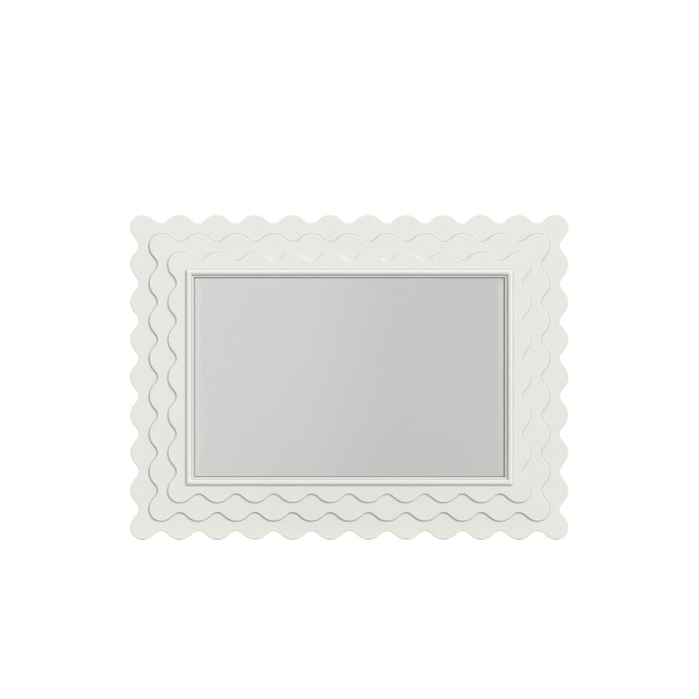 A.R.T. Furniture Haven Mirror - Vintage-Inspired Scalloped Frame with Crisp White Finish for Elegant Home Decor 339120-2367