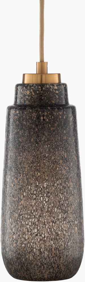 Surya Lenadrew Modern 5"L X 5"W X 14"H Pendant Light - Handcrafted Glass & Metal, Perfect For Home Decor Fixture, Charcoal Glass,Metal Ldr-001