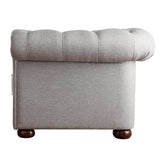 Homelegance By Top-Line Pietro Tufted Scroll Arm Chesterfield Chair Grey Linen