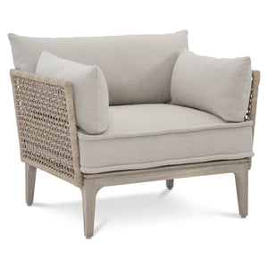 Bernhardt Bernhardt Catalonia Outdoor Chair With Sun‑Washed Teak, Twisted Abaca Wicker & Weather‑Ready Cushions - Made to Order O1502A