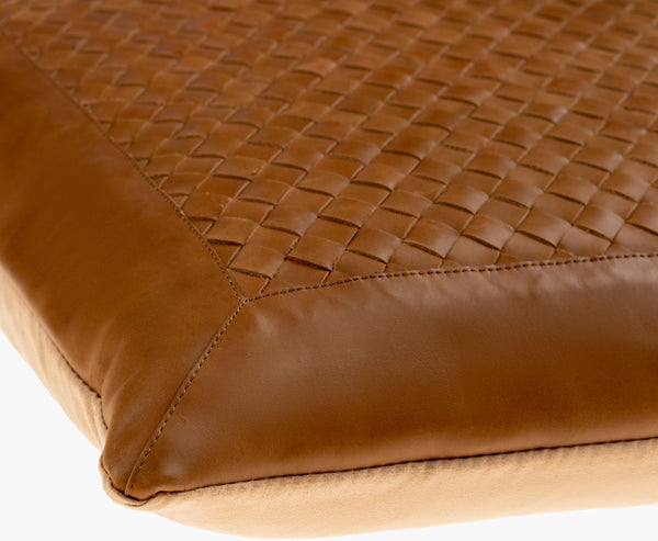 Surya Lawdon 18" Stylish Leather Accent Pillow | Updated Traditional Design For Elegant Home Décor Brown Leather Ldw001-1818d