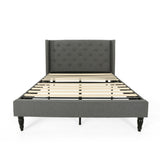 Christopher Knight Home® - Noble House - Roz Fully-Upholstered Traditional Queen-Sized Bedframe, Charcoal Gray