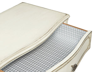 Hooker Furniture Sanctuary Coco En Blanc Nightstand With Cedar-Lined Drawer, Antique Silver Pulls & Integrated Power 5865-90116-02