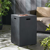 Christopher Knight Home® - Noble House - Wellington Outdoor 30,000 Btu Square Fire Column, Brushed Black