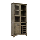 Kitchen Curio with Wine Storage Brown with Natural Wood Finish P021770 Pulaski Furniture