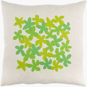 Surya Little Flower 18"X18" Cottage-style Accent Pillow - Cozy Cotton & Linen Blend, Easy Care Charm Light Green Linen,Cotton,Linen,Cotton Le003-2222p