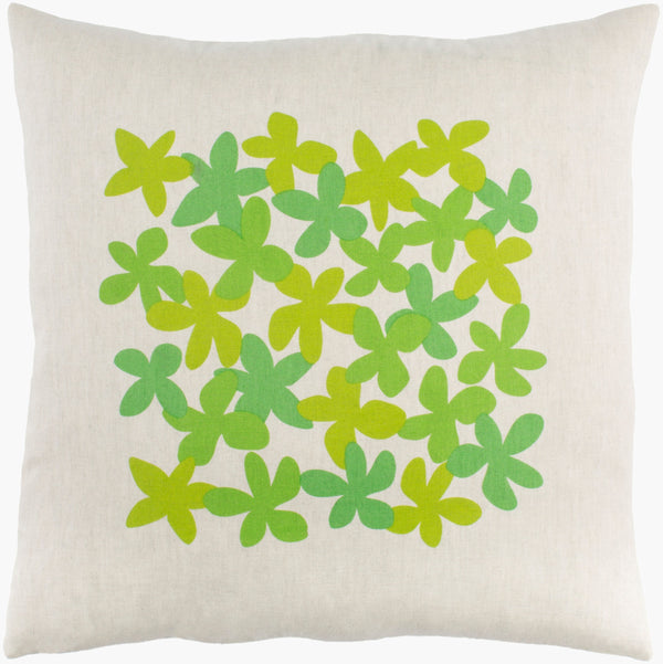 Surya Little Flower 18"X18" Cottage-style Accent Pillow - Cozy Cotton & Linen Blend, Easy Care Charm Light Green Linen,Cotton,Linen,Cotton Le003-2222p