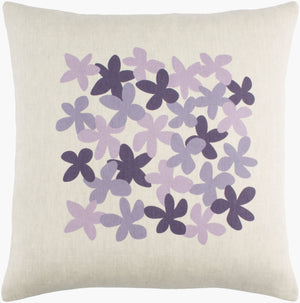 Surya Little Flower 18"X18" Cottage-style Accent Pillow - Cozy Cotton & Linen Blend, Easy Care Charm Plum Linen,Cotton,Linen,Cotton Le004-2020d