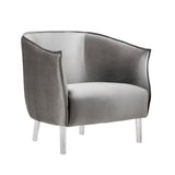 Homelegance By Top-Line Namine Velvet Barrel Back Acrylic Leg Accent Chair Silver Velvet