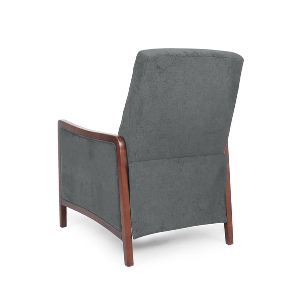 English Elm Christopher Knight Home® - Fabric Mid-Century Recliner Chair Grey – Pushback Upholstered Seat, Channel Stitching, Birch Wood Frame, Cozy 70451.00FGRY