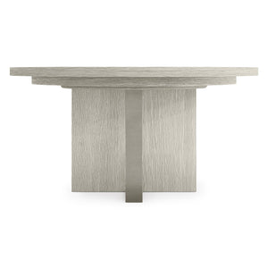 Bernhardt Bernhardt Tempo Round Dining Table With 20" Leaf — Wire‑Brushed Oak Pedestal, Satin Nickel Band Finish K2135