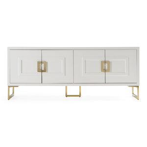 VIG Furniture Leah Glamorous White High-Gloss Buffet With Champagne Gold Accents, 4-Door Storage, No Assembly VGVCG9111-WHT-BUF