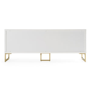 VIG Furniture Leah Glamorous White High-Gloss Buffet With Champagne Gold Accents, 4-Door Storage, No Assembly VGVCG9111-WHT-BUF