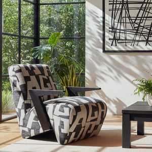 VIG Furniture Leana Modern Black & White Geometric Fabric Accent Chair With Plush Foam Seat And Wood Frame VGOD-ZW-23073-BLKWHT
